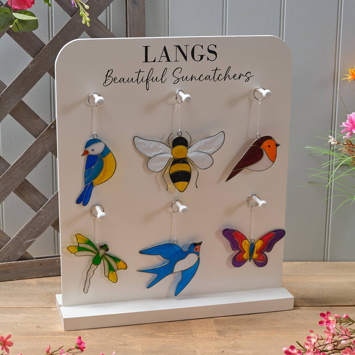 GARDEN BIRDS INSECT AND BIRD WIRE AND RESIN SUNCATCHER 6 ASST STAND 48