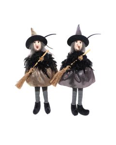 CREEPY CUTIES TEXTILE SILVER AND GOLD SHELF SITTER WITCH 2 ASSTD
