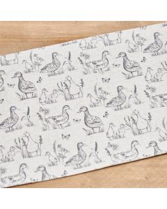 SKETCHY DUCK TABLE RUNNER GREYSCALE FABRIC