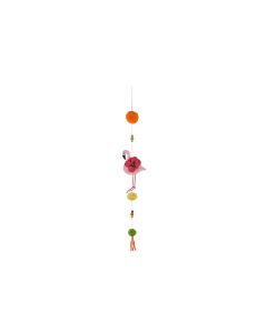 FLAMINGO POM POM STRING PINK FABRIC WITH 3D FLOWER & POM POMS
