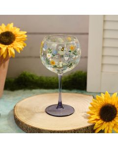 BLOSSOM AND BLOOM ALL OVER BEE FLOWER AND BIRD PATTERN GIN GLASS IN GIFT BOX