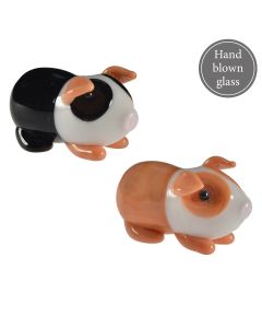 GLASS GUINEA PIG ORNAMENT 2 ASSTD BLACK OR BROWN