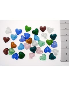 GLASS HAND BLOWN HEART ORNAMENT 12 ASSTD 12/NET BAG