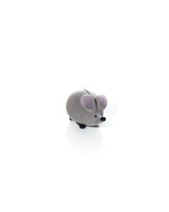 GLASS GREY MOUSE WITH BLACK TAIL ORNAMENT HAND BLOWN