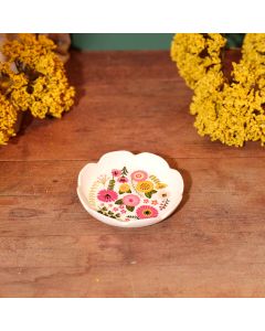 FLORAL LUXE SCALLOPED EDGE STONEWARE TRINKET DISH