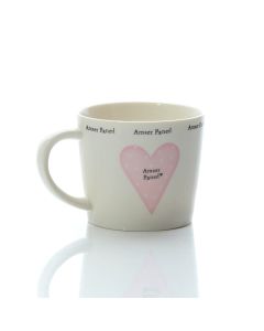 WELSH AMSER PANED STONEWARE PINK HEART MUG