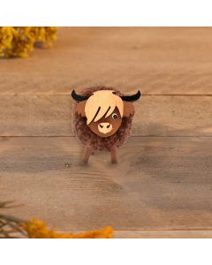 HIGHLAND COW MDF STANDING POM POM WITH DISPLAY OF 48