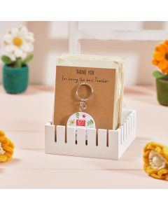 LOVE AND KINDNESS WOOD THANK YOU BEST TEACHER KEYRING TRAY 24