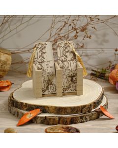 ETCHED WOOD PUMPKIN AND MUSHROOM BOOKMARK 2 ASSTD TRAY 24