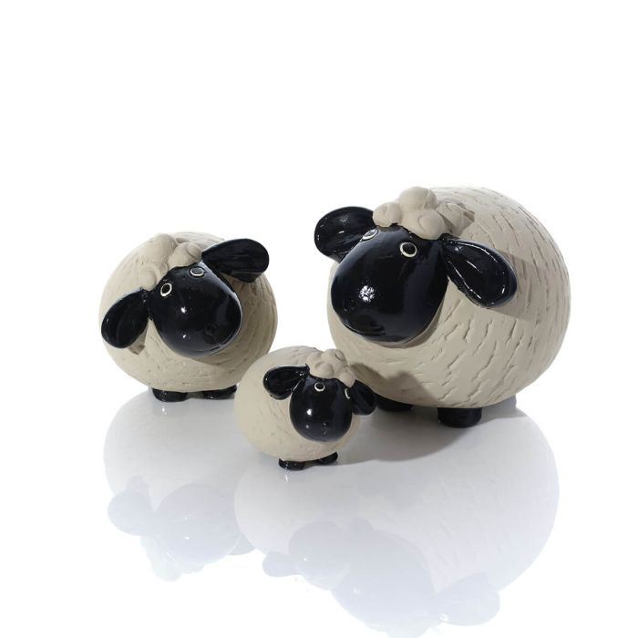 SHEEP TERRACOTTA WITH GLAZED BLACK FACE SHEEP ORNAMENT SMALL