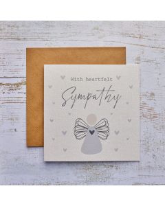 ANGEL SYMPATHY CARD GREY WITH OUTLINE WINGS