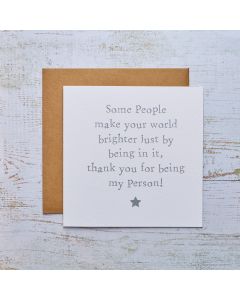 SOME PEOPLE THANK YOU CARD WHITE WITH GREY QUOTE & STAR