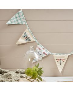 BUTTERFLY & DRAGONFLY BUNTING FABRIC WITH EMBROIDERED FLAGS