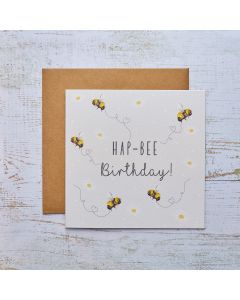 HAP BEE BIRTHDAY CARD BEIGE WITH DAISIES