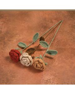 HAND CROCHET KNITTED FLOWER STEM 3 ASSTD COLOURS