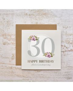 CELEBRATIONS 30TH BIRTHDAY WITH FLOWERS GOLD FOIL CARD