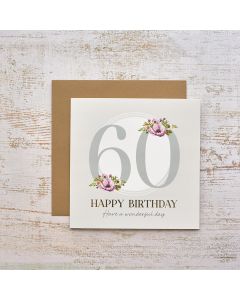 CELEBRATIONS 60TH BIRTHDAY WITH FLOWERS GOLD FOIL CARD