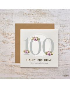 CELEBRATIONS 100TH BIRTHDAY WITH FLOWERS GOLD FOIL CARD