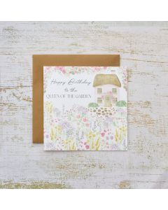 HAPPY BIRTHDAY TO THE QUEEN OF THE GARDEN THATCHED COTTAGE CARD