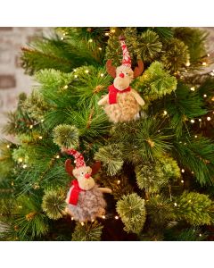 REINDEER BALL HANGER 2 ASSTD