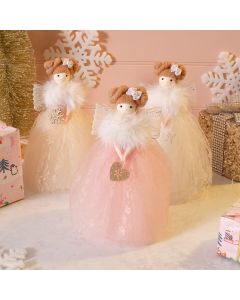 FAIRYTALE 3 ASSTD POLYESTER LARGE TREE TOPPER WITH SILVER BOW IN HAIR WITH WINGS