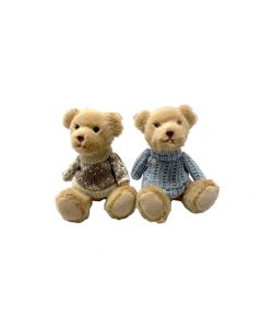 CHRISTMAS POLYESTER DRESSED SITTING BEAR 2 ASSTD