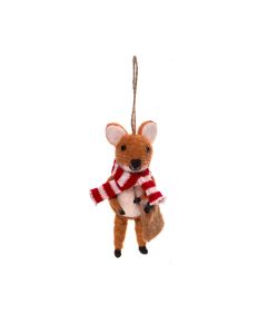 CHRISTMAS NOVELTY WOOL DRESSED MOUSE HANGER