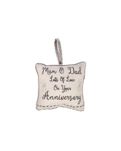 PARENT WEDDING ANNIVERSARY CUSHION HANGER WHITE FABRIC+++