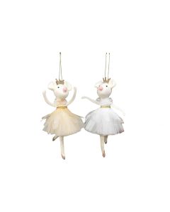 FAIRYTALE BALLET MOUSE POLYESTER WITH TUTU AND CROWN 2 ASSTD HANGER