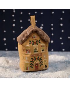 CHRISTMAS MARKET FABRIC GIFTS AND BOOKS SHAPED SHOP WITH EMBROIDERY DOORSTOP