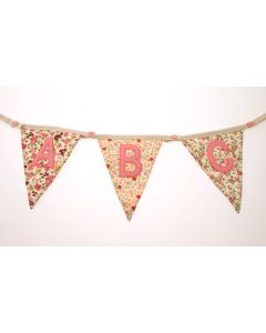 CHINTZ BUNTING A-Z 180/9DS CREAM FABRIC WITH PINK LETTER