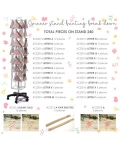 CHINTZ BUNTING A-Z 240/9DS448A CREAM FABRIC WITH PINK LETTER SUPPLIED WITH WIRE SPINNING STAND