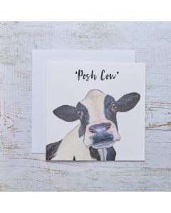 POSH COW CARD WHITE WITH BLACK & WHITE COW