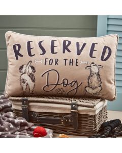SKETCHY DOG RESERVED CUSHION BEIGE VELOUR FABRIC