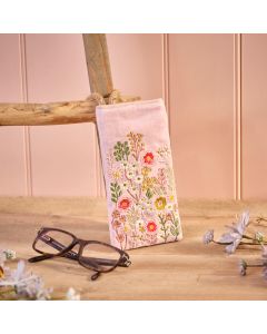DITSY FLORAL VELVET FABRIC EMBROIDERY AND GLASS BEADS GLASSES CASE
