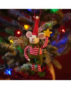 WOOL HAND MADE ELF CREW HANGER WITH GOLD STAR