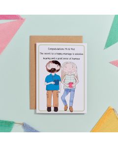 EVERYDAY SMILES CONGRATULATIONS MR AND MRS SECRET TO A HAPPY MARRIAGE IS SELECTIVE HEARING AND A SENSE OF HUMOUR CARD