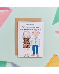 EVERYDAY SMILES HAPPY ANNIVERSARY TOGETHER YOU HAVE MASTERED LOVE LAUGHTER AND THE FINE ART OF AN EYE ROLL CARD