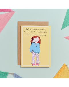 EVERYDAY SMILES HERE'S TO FRESH STARTS THAT LEAD TO STRONGER AND HAPPIER STORIES CARD