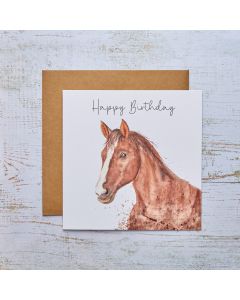 HORSE BIRTHDAY CARD WHITE WITH SPLATTER PATTERN