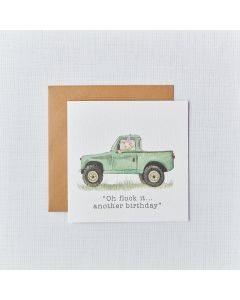 PARTY SHEEP BIRTHDAY CARD FLOCK IT WHITE WITH GREEN LAND ROVER