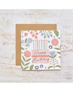 FLOURISH & FOLIAGE HAPPY BIRTHDAY CAKE FLORAL CARD