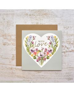 FLORAL SERENADE WITH LOVE HEART WITH GOLD FOIL CARD