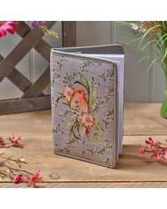 GARDEN BIRDS FLORAL ROBIN LINEN COVERED NOTEBOOK PLAIN PAPER