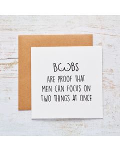 BOOBS HUMOUR CARD WHITE WITH BLACK OUTLINE DRAWING