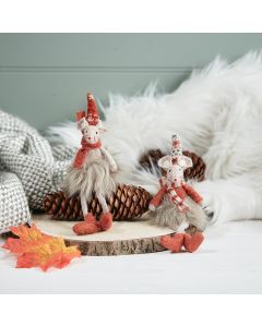 AUTUMN MOUSE SHELF SITTER FABRIC WITH HAT & SCARF 2 ASSTD++