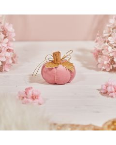 DECORATIVE PUMPKIN PINK VELOUR FABRIC WITH GOLD LEAVES SMALL+