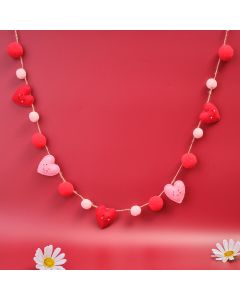 LOVE AND KINDNESS POLYESTER FELT PINK AND RED LOVE HEART GARLAND
