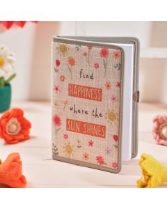 LOVE AND KINDNESS FIND SUNSHINE LINEN COVERED NOTEBOOK PLAIN PAPER