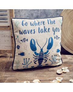 LOBSTER LOVE GO WHERE THE WAVES TAKE YOU POLYESTER WITH LINEN CUSHION
